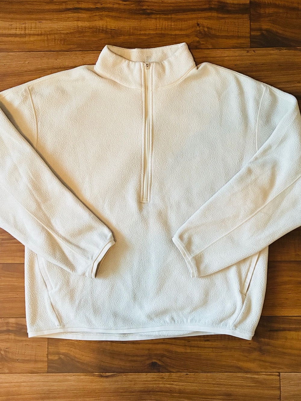 Lululemon Men’s Beige Fleece Quarter Zip Oversized Pullover Sweater